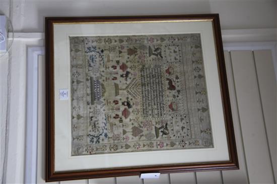 A George III needlework sampler, 21 x 18.5in.